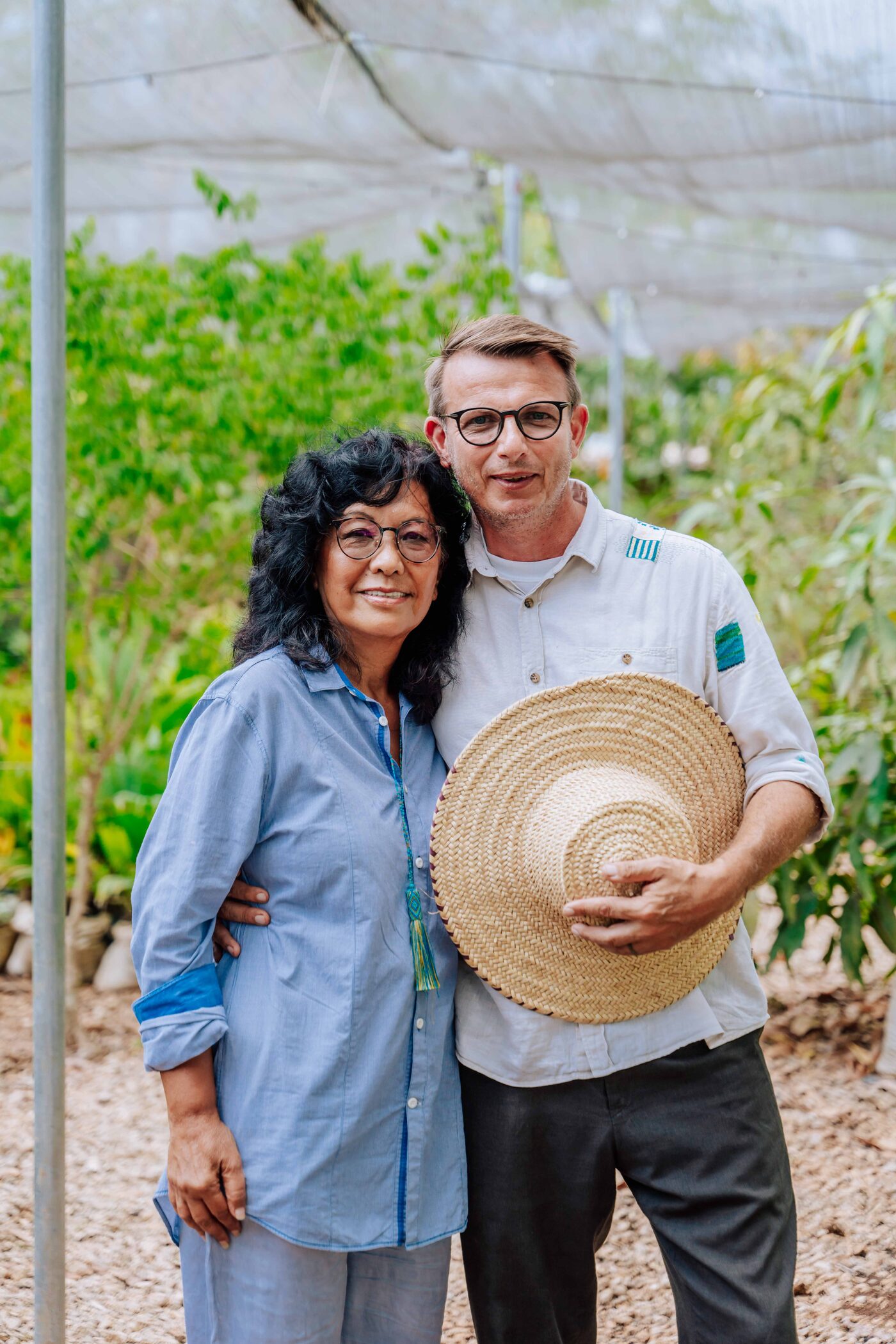 Bernadette Kirsch and Franko Göhse, founders of Permaculture Design Company, at the studio nursery in Zanzibar